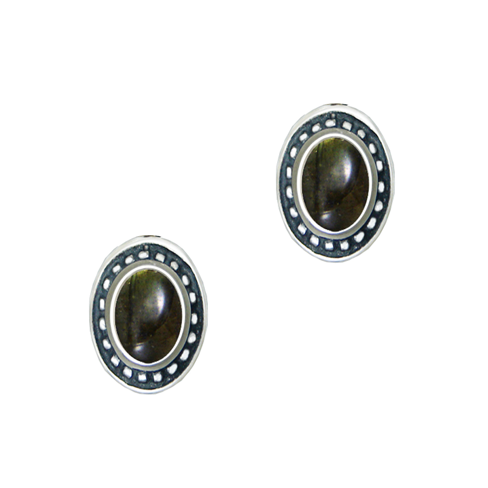 Sterling Silver Spectrolite Post Stud Earrings
